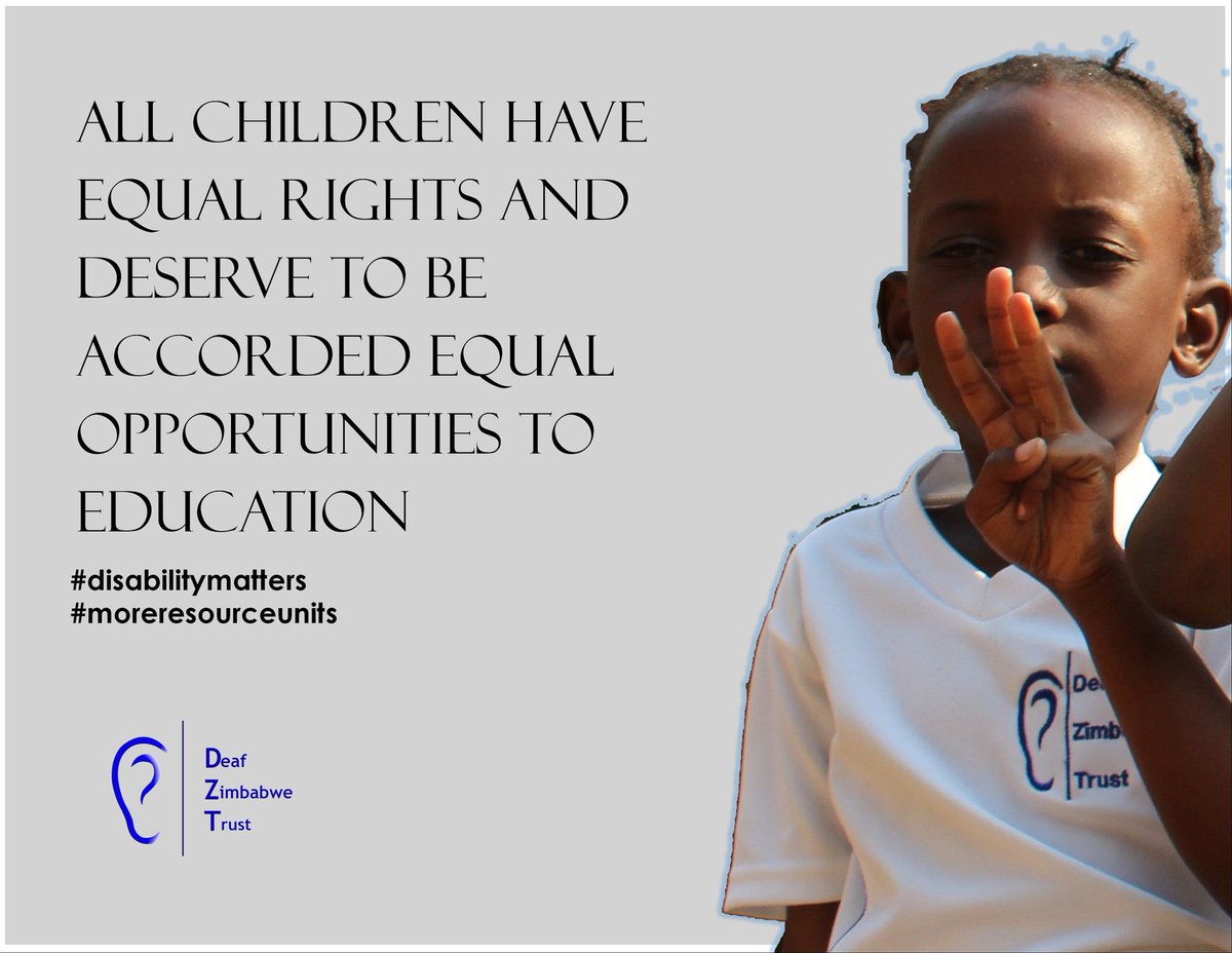 DeafZimTrust's tweet image. All children have equal rights and deserve to be accorded equal opportunities to education. 

We call upon @MoPSEZim and other stakeholders holders in the education sector to make this a reality for learners with disabilities. #moreresourceunits  #lostintransition