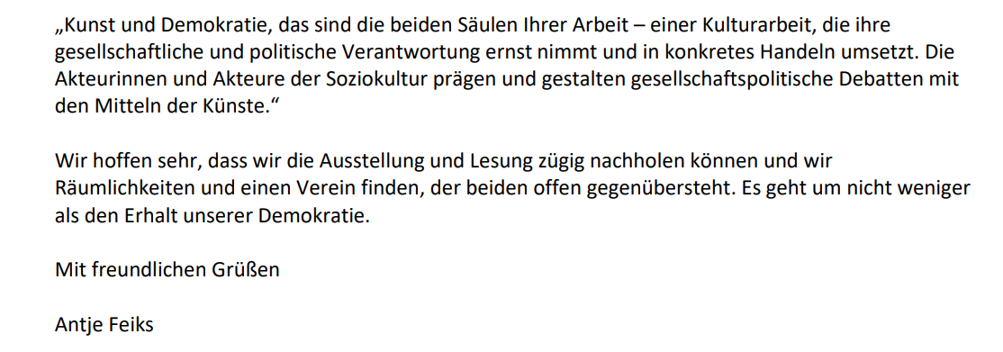 Leider müssen wir die geplante Ausstellung mit @herz_kampf und die Lesung mit <a href="/jakobspringfeld/">Jakob Springfeld</a> in #Freital absagen. Hier ist unsere PM dazu.