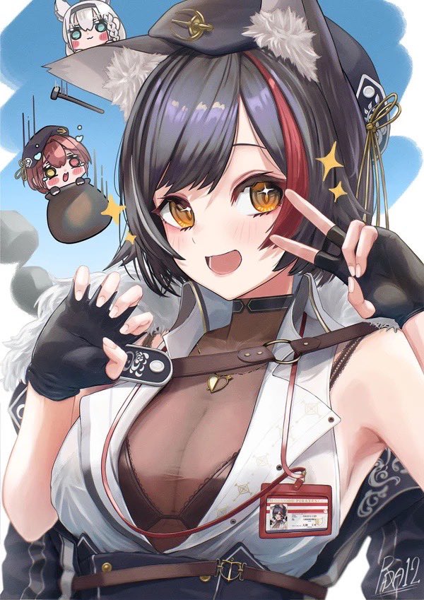 宝鐘マリン ,大神ミオ ,白上フブキ 「#いいおっぱいの日(泉彩先生もこのタグ付けてるしワイも許されるやろ…) 」|R.DA12 (緑豆だいず)🫒Skeb募集中のイラスト