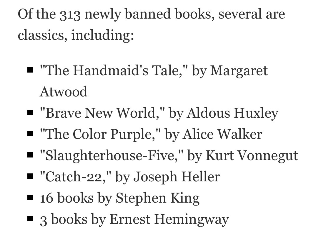 <a href="/winknews/">WINK News</a> Most of the books are being banned from H.S. libraries for students 14-18

One mom: “My high schooler is being denied access to books that interest him. Not all students have the means to obtain books, so the school library may be their only access point."
naplesnews.com/story/news/edu…