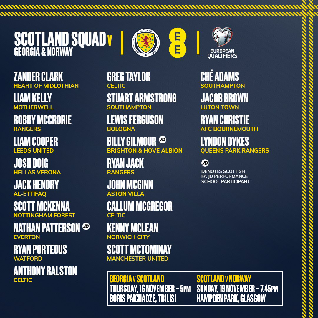 Steve Clarke has named his Scotland squad for our final two matches of 2023.

➡️ Read more: scotfa.co/masqnov23