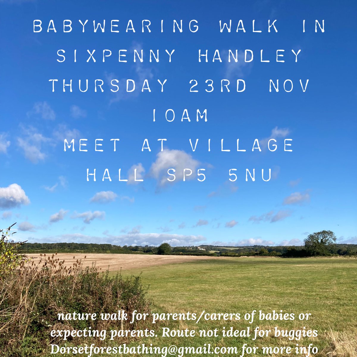 DorsetForest's tweet photo. I’m starting a series of walks for parents &amp; carers of babies + pregnant people! In north Dorset across different locations with support from the @CranborneChase AONB first walk in Sixpenny Handley in a couple of weeks-please share 🌿
#babywearing #perinatal #wellbeing #babies https://t.co/pHyh6ypV7l