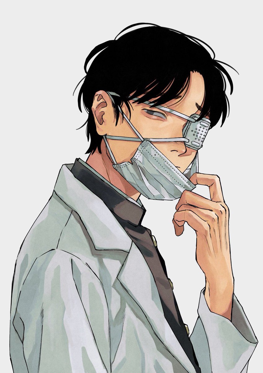 1boy male focus mask mouth mask black hair solo surgical mask  illustration images