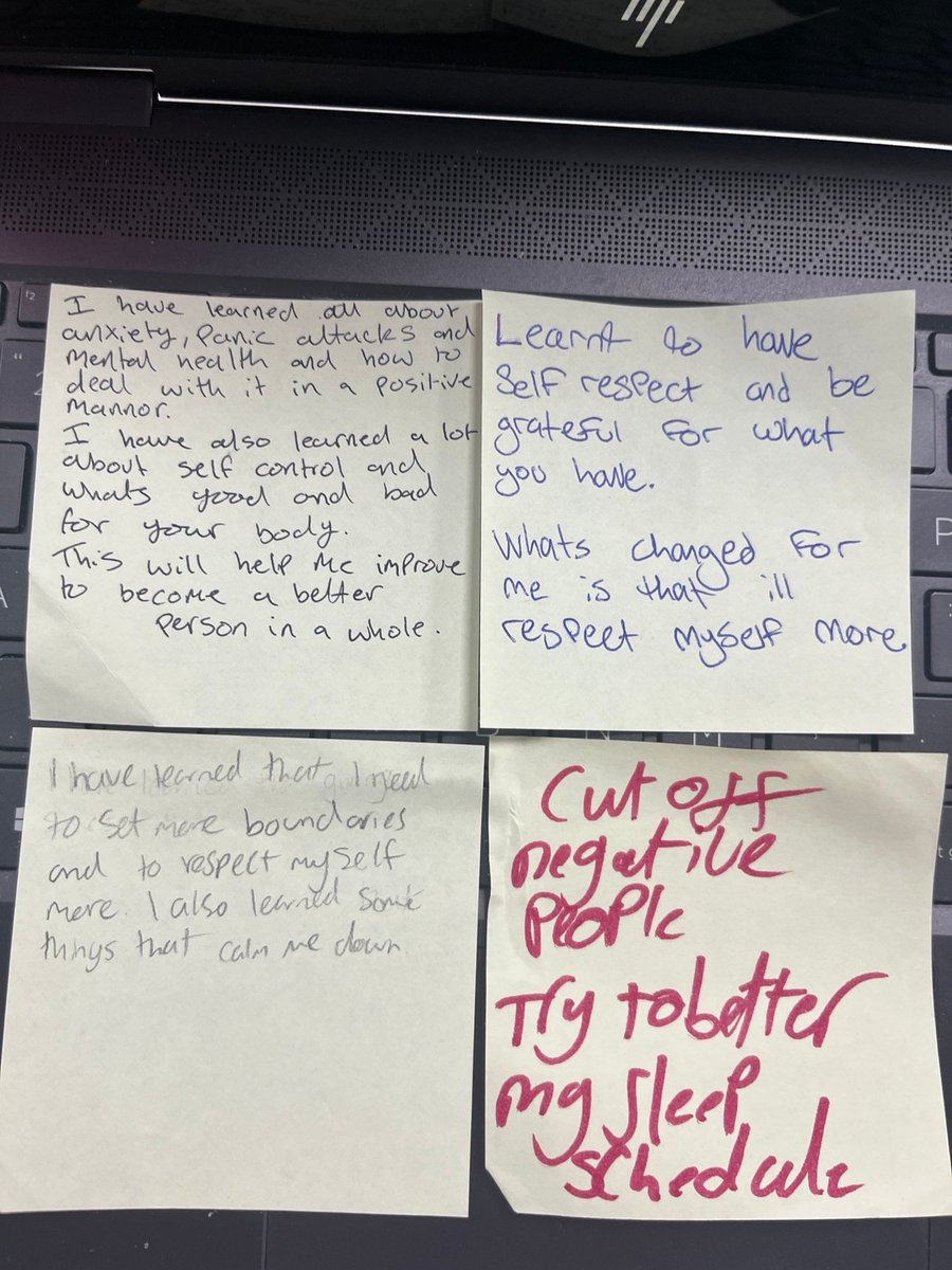 PennyChapm75954's tweet photo. Delivering Managing Anxiety and building Resilience intervention workshops to young people.
Its the small wins that lead to the lifechanging wins.
❤ Heart warming feedback regarding the changes they are going to make and what they have learnt. Always a pleasure . https://t.co/dwe7ymL051