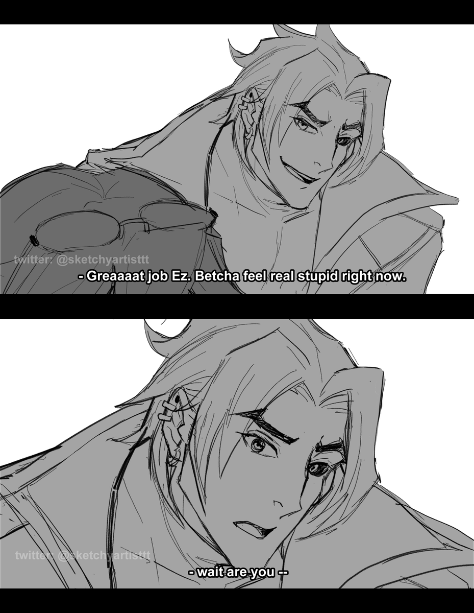 sketchyartisttt's tweet photo. #Kaynez scene I've had stuck in my head for a few days now. Might line and colour later. 
#Ezkayn #Heartsteel #Ezreal #Kayn #LeagueofLegendsFanart https://t.co/TKxKZmaEMW