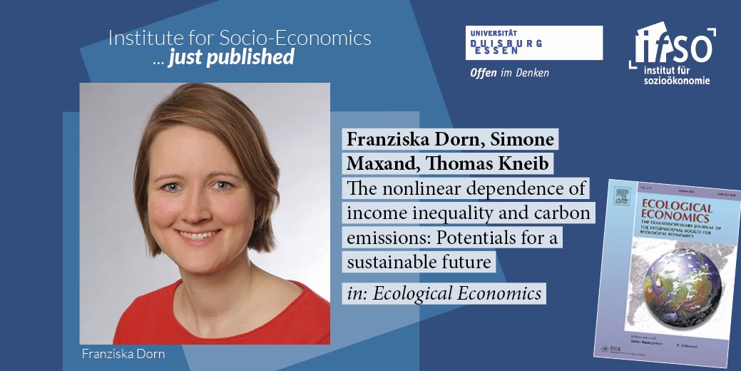 The nonlinear dependence of income inequality and carbon emissions: Potentials for a sustainable future - just published by <a href="/FranziskaEDorn/">Franziska Dorn</a> and Co-Authors <a href="/SimoneMaxand/">Simone Maxand</a> and Thomas Kneib in Ecological Economics sciencedirect.com/science/articl…