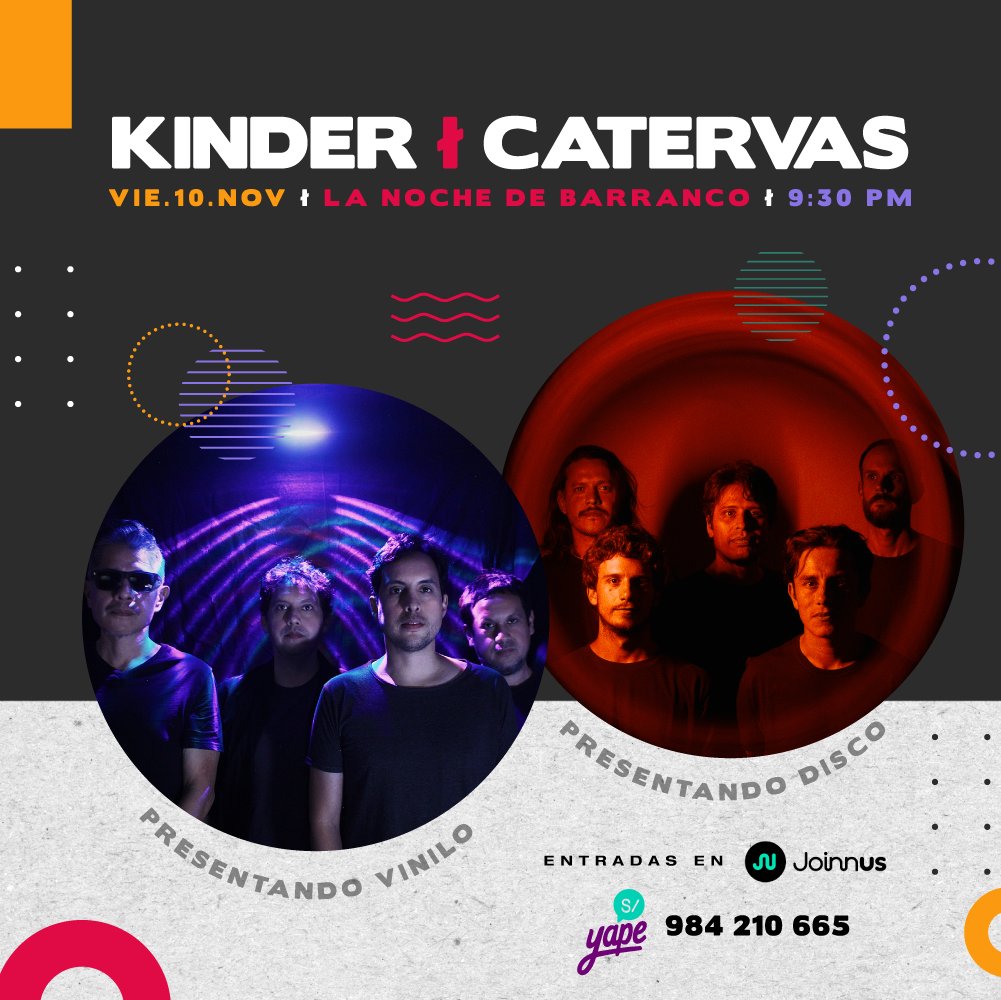 A 2 días de concierto!!!💥🔥
Los esperamos este viernes en <a href="/lanoche/">La Noche de Barranco</a> junto a <a href="/KinderBanda/">Kinder</a> 
🎟️Preventa S/40
🎟️Puerta S/50
Entradas vía <a href="/joinnus/">Joinnus</a> o al Yape 984 210 665