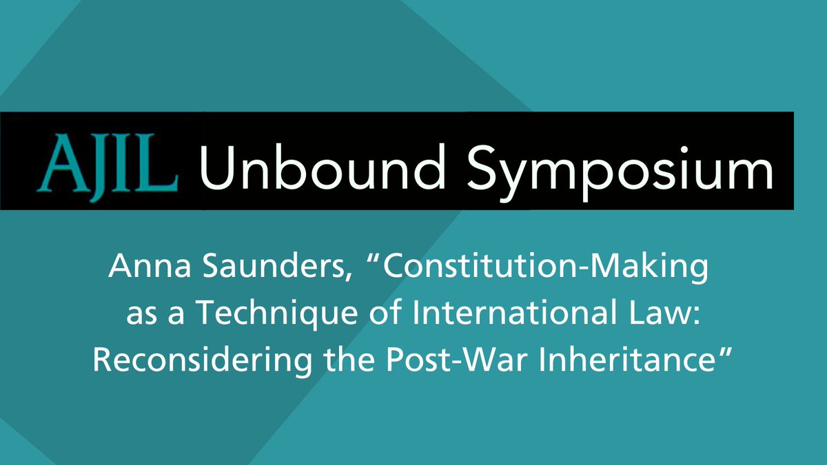 CUP_Law's tweet image. Need reading material for your trip to the #ASILMYM? Check out the new symposium of @AJIL_andUnbound, “Constitution-Making as a Technique of International Law: Reconsidering the Post-War Inheritance.” Always #OpenAccess so you can read it from anywhere! cup.org/3s7Dsoh