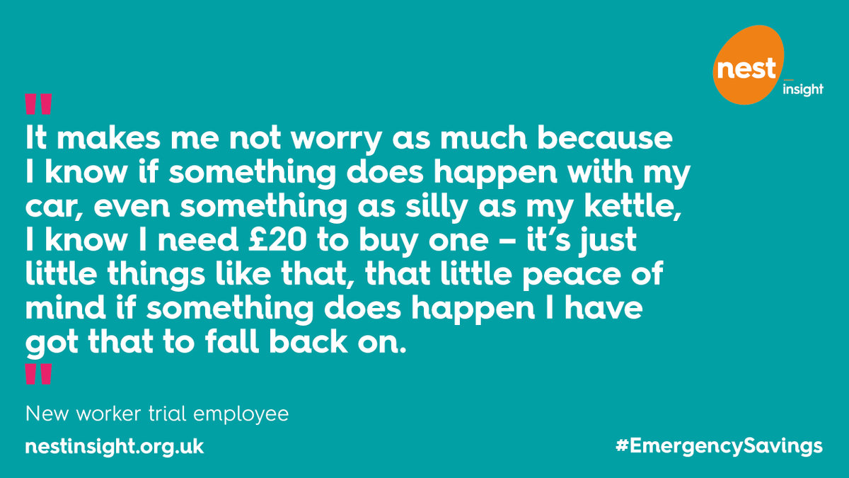 Through our #EmergencySavings research programme, supported by MaPS &amp; <a href="/BlackRock/">BlackRock</a>, we’ve been partnering with UK workplaces to test ways to help people build up a buffer of accessible savings: nestinsight.org.uk/research-proje… #TalkMoney