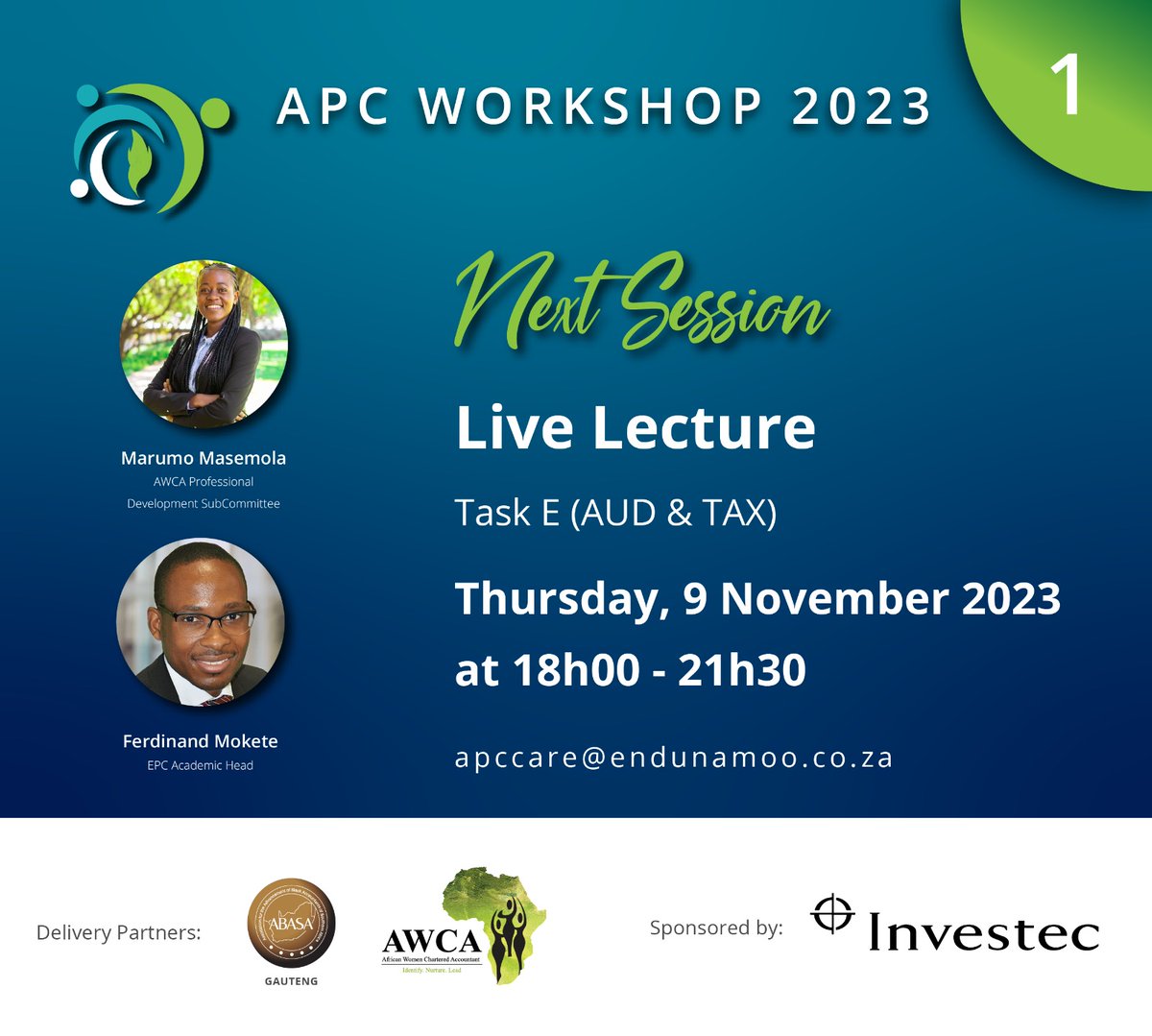AWCA_SA's tweet photo. Our very own Marumo Masemola, a SAICA Trainee Trailblazer finalist 2023 will be sharing her APC journey with candidates.

#EndunamooxABASAxAWCA
#SponsoredByInvestec
#GetEmpowered
#APC2023 https://t.co/q7vXbqmnDx