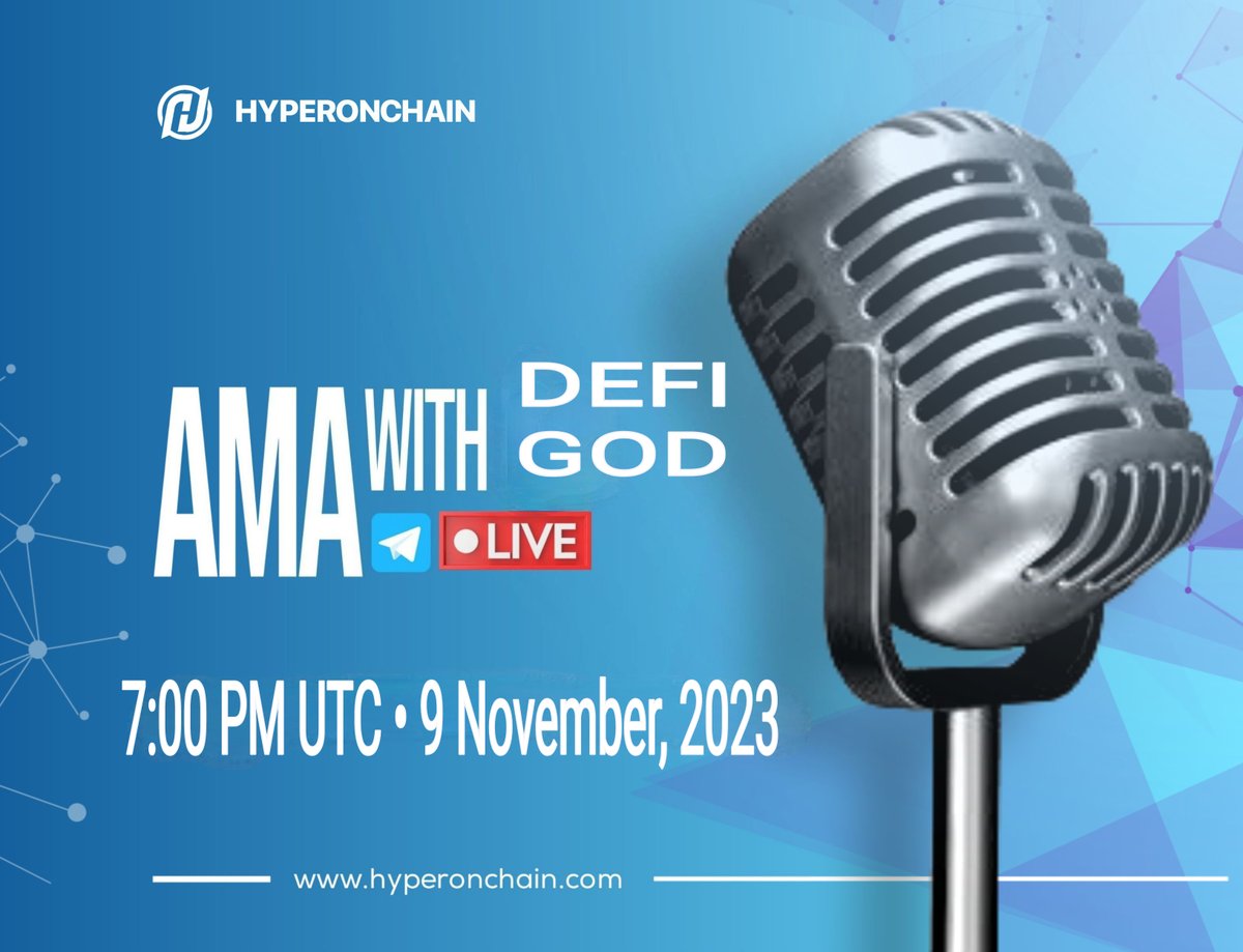 Hello Hyperons! Join us in an AMA session with Defi God on 9 November,2023 Time : 7:00 PM UTC Venue :t.me/HyperonChain @Edikanfriday101 @hyperon001 #AMA #Hyperonchain