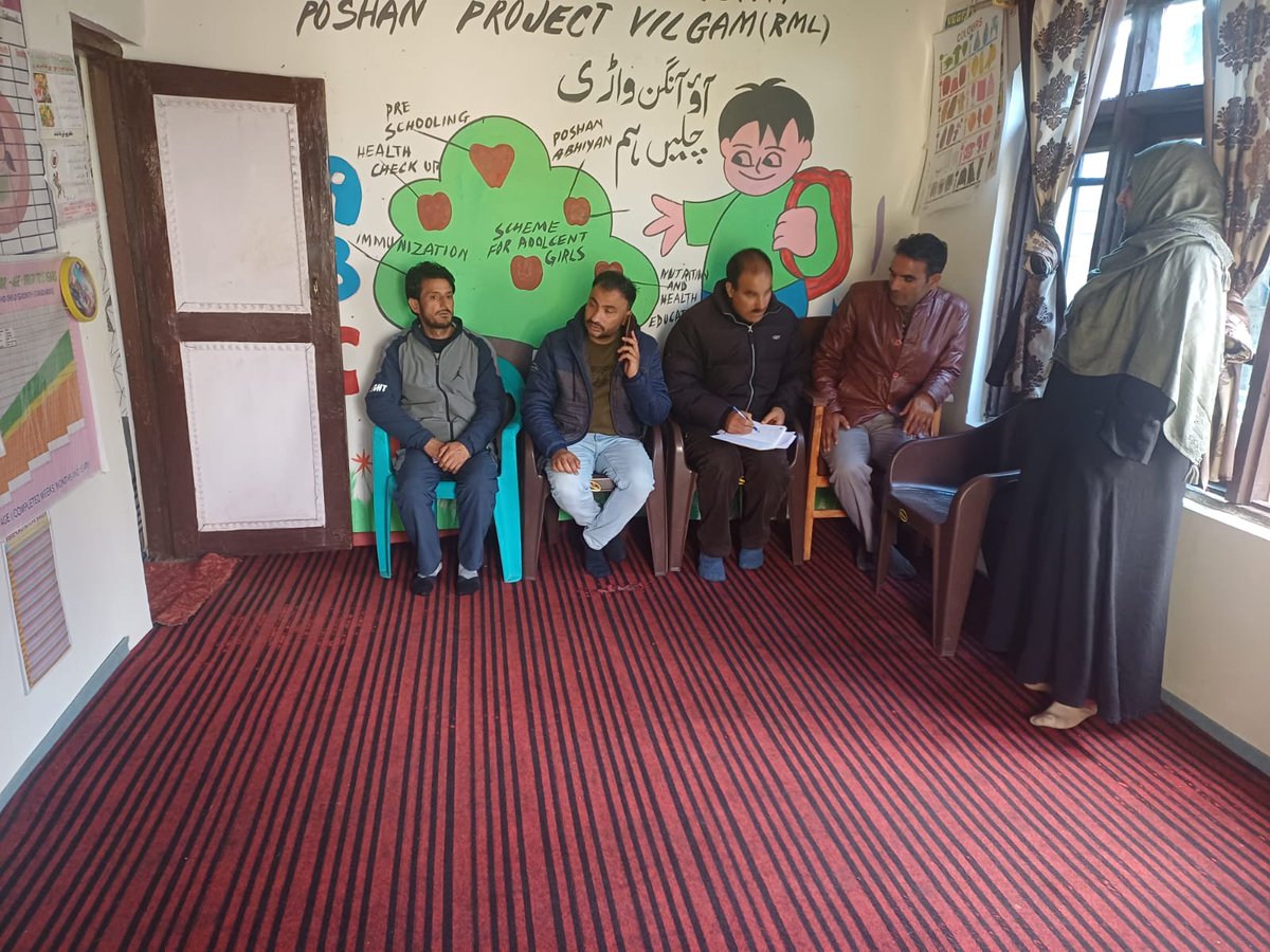 BDO Ramhall <a href="/AhmedZamood/">Zamoodahmed</a> visited an Anganwadi centre in panchayat punzwa A on the occasion of Back to village 5 Program . He was accompanied by Prabhari officer, sarpanch and other officials.