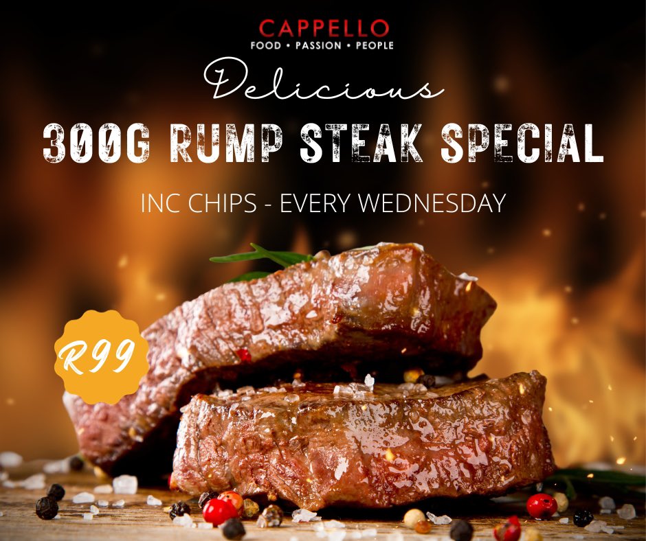 CappelloGhandi's tweet photo. R99 Wednesday Specials.
Ps: Our lights are always on😉
#Cappello #Dates #beer #food #Friends #goodtimes #ghandisquare #goodfood #Marshalltown #specials https://t.co/KNEcR4xXzF