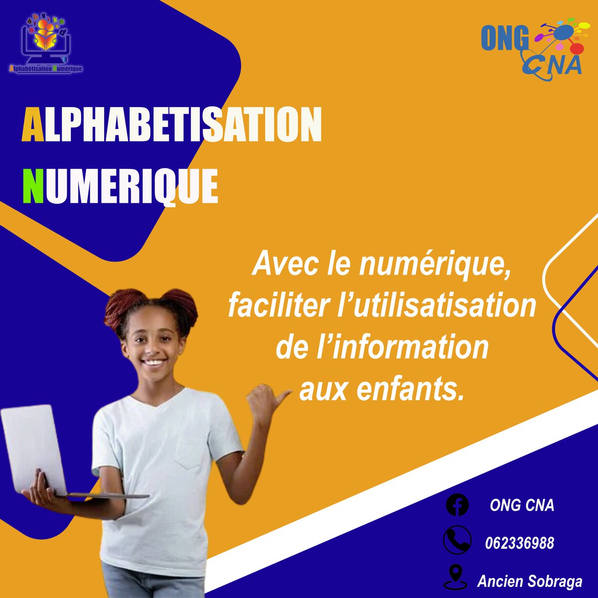 OngCna's tweet photo. Bonjour à tous !
L'ONG CNA vous présente son programme
#ongcna
#alphabétisationnumérique https://t.co/DtQv8iPnb2