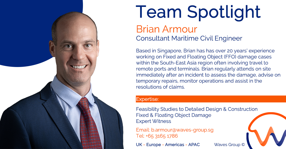 In the spotlight is our Consultant Maritime Civil Engineer, Brian Armour. Brian is part of our Singapore team with over 20 years of experience in the design and construction management of marine + infrastructure projects. Visit his profile here – waves-group.co.uk/people/brian-a…