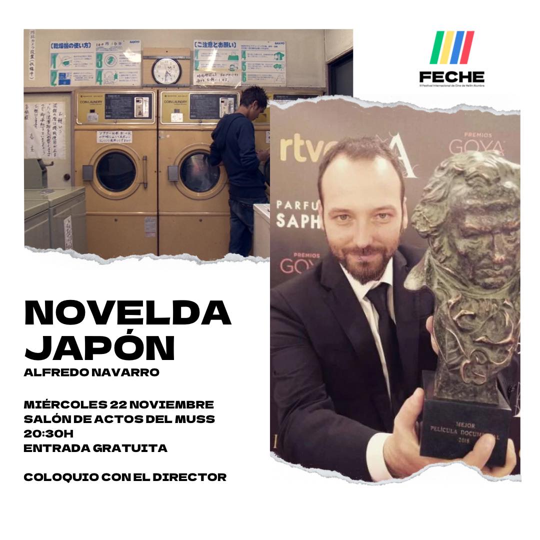 GRANDES NOTICIAS.  Novelda-Japón se proyectará dentro de la programación del Festival de cine de Hellín  FECHE.  A la presentación y posterior coloquio acudirá nuestro Director: Alfredo Navarro 📷