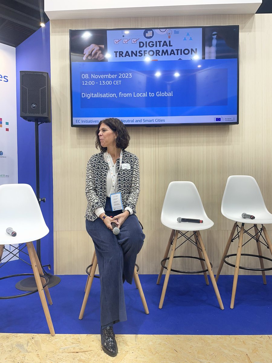 UrbanageH2020's tweet photo. Silvia Urra from @tecnalia is about to present our work on disruptive tech for age-friendly cities at the European Commission Climate Neutral and Smart Cities stand. #SCEW23 #digitaltwins #inclusion https://t.co/eI92PFsamo