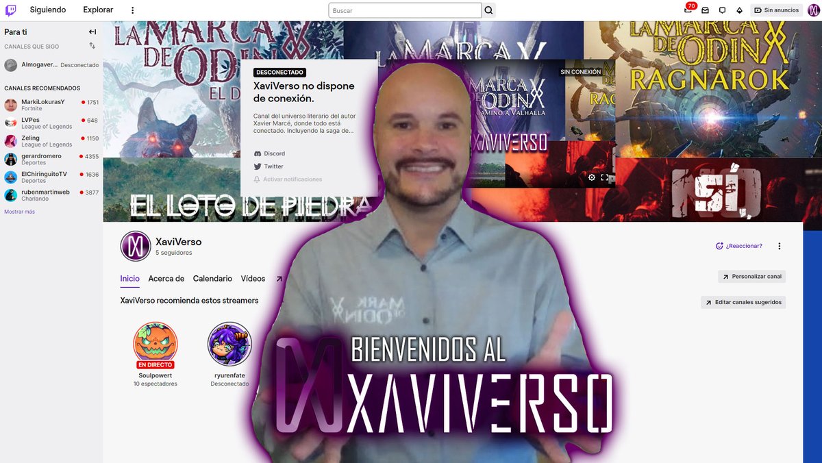 ElXaviVerso's tweet photo. ¡Os recordamos que esta tarde podréis charlar con @xavimarce en nuestro canal de #Twitch a las 20:00 CET sobre el lanzamiento del XaviVerso, la campaña de reserva, la publicación de Sí, pasarán y mucho más. ¡Ojo, habrá una revelación exclusiva! ¡Además, todos los asistentes seréis obsequiados con un logro único y exclusivo!
➡️https://t.co/9pdjbnvt4c
#escritores #libros #thrillers #sagas #SíPasarán #LaMarcadeOdín #ElLotodePiedra #Directo #LibrosRecomendados