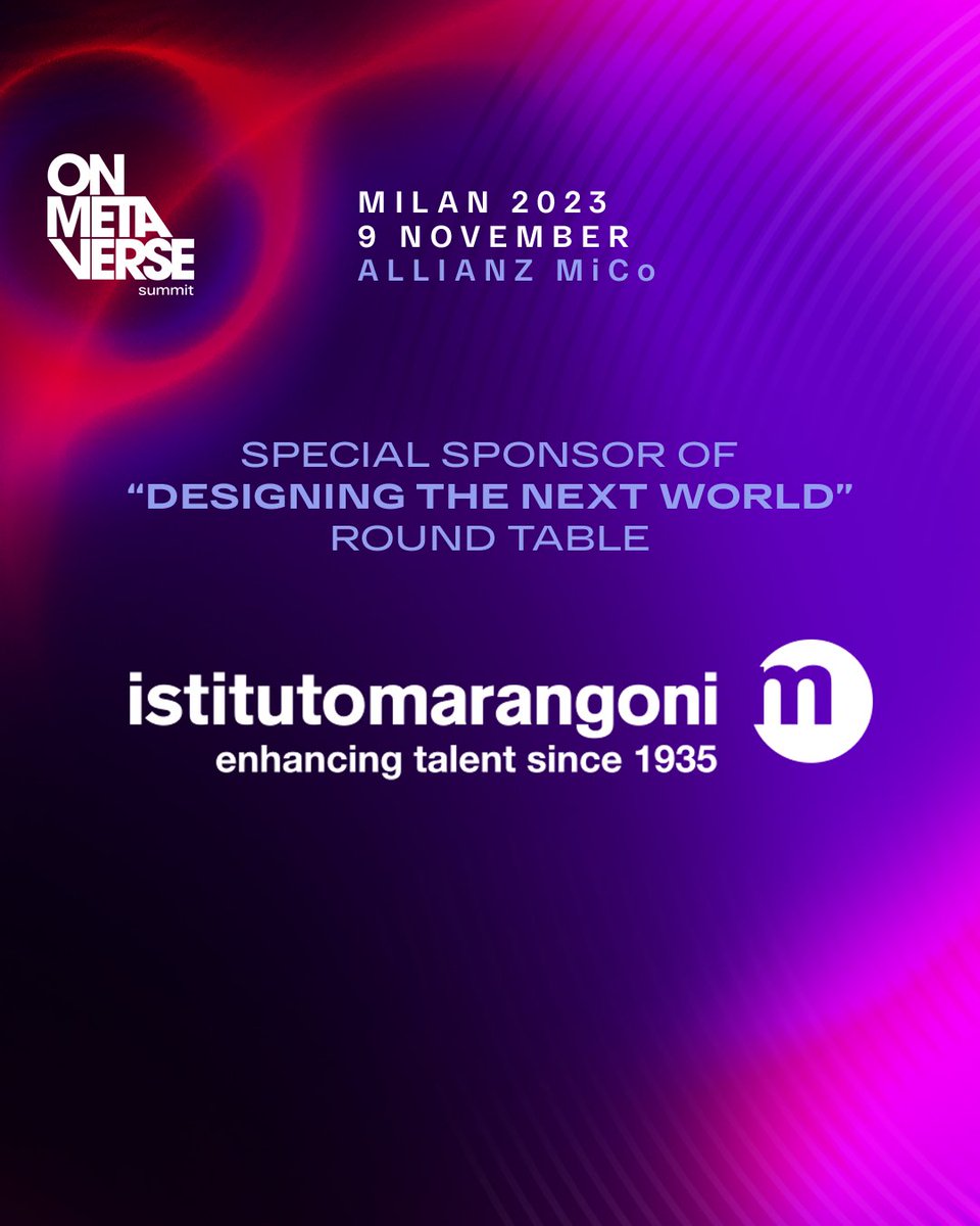 With great appreciation, we recognize <a href="/marangonischool/">istitutomarangoni</a> • The School of Design for sponsoring our round table "Designing the Next World.", in which will talk Sergio Nava, Marangoni's Director of Education.

#IMMilanoDesign #istitutomarangoni #alwaysupportalent