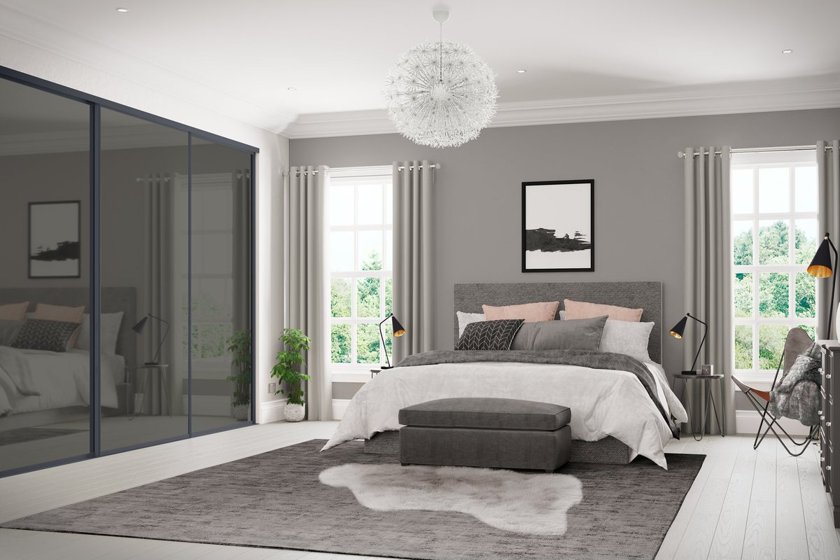 🛠️ Transform your clients' spaces with our bespoke grey tinted mirror sliding wardrobe doors. 

Made to measure and ready within a day of ordering. Plus, we won't be beaten on price! Interested? 

Don't hesitate to DM for more info. #Joinery #WardrobeDoors #BespokeDesign