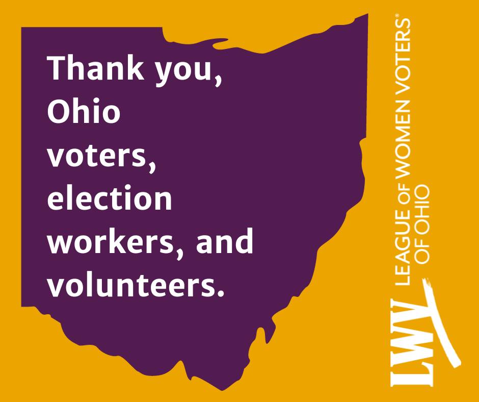 lwvohio's tweet photo. Thank you Ohio voters, election workers, and volunteers for another election season- we are so grateful to each and every one of you. This is what democracy looks like💜 https://t.co/PwXDK2nCCh