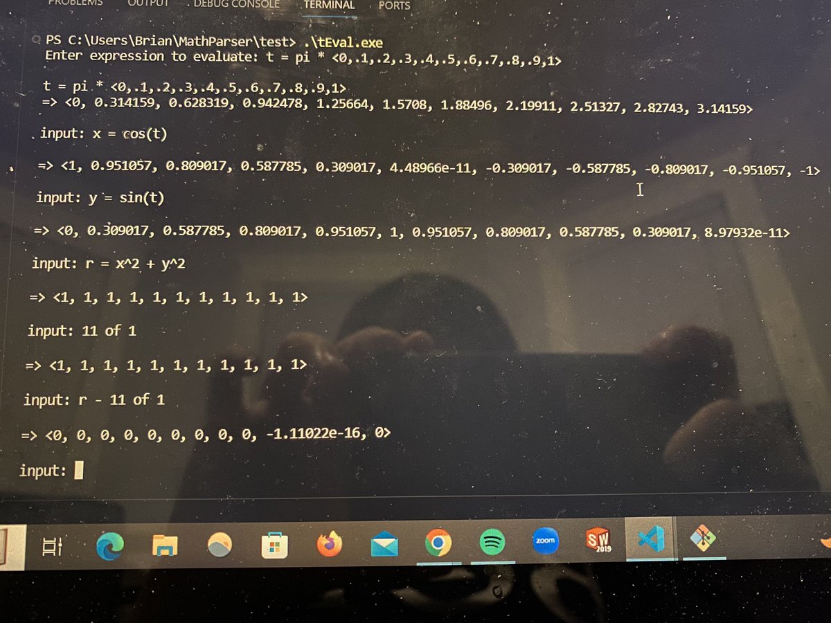 HohBrian's tweet photo. Finally have an interpreter working which means I can execute my programming language (glorified calculator) in my state-of-the-art runtime environment (windows powershell). 

How do I plan to handle comparisons? Glad you asked - super super carefully https://t.co/orSkSfnZFy