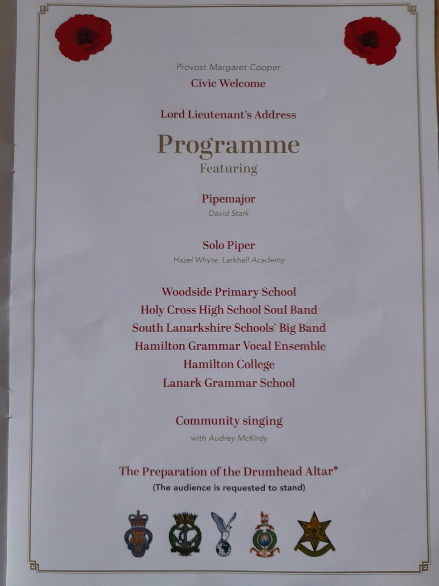 HCScot_Music's tweet photo. On Sunday, Hamilton College Vocal Group and Events Band performed at the Lanarkshire Festival of Remembrance at Hamilton Town House. Also performing were Holy Cross High School Soul Band, the South Lanarkshire Big Band, Hamilton Grammar Choir and Woodside Primary. #LestWeForget https://t.co/eT5te0w37x