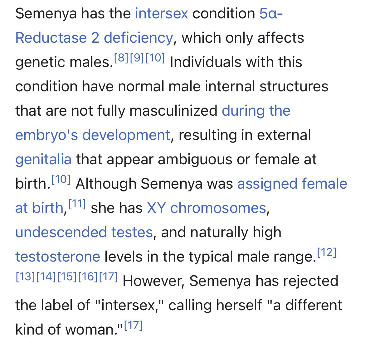 primatesays's tweet photo. @UglaStefania Wikipedia says Semenya is a male. https://t.co/p40ymp0LYM