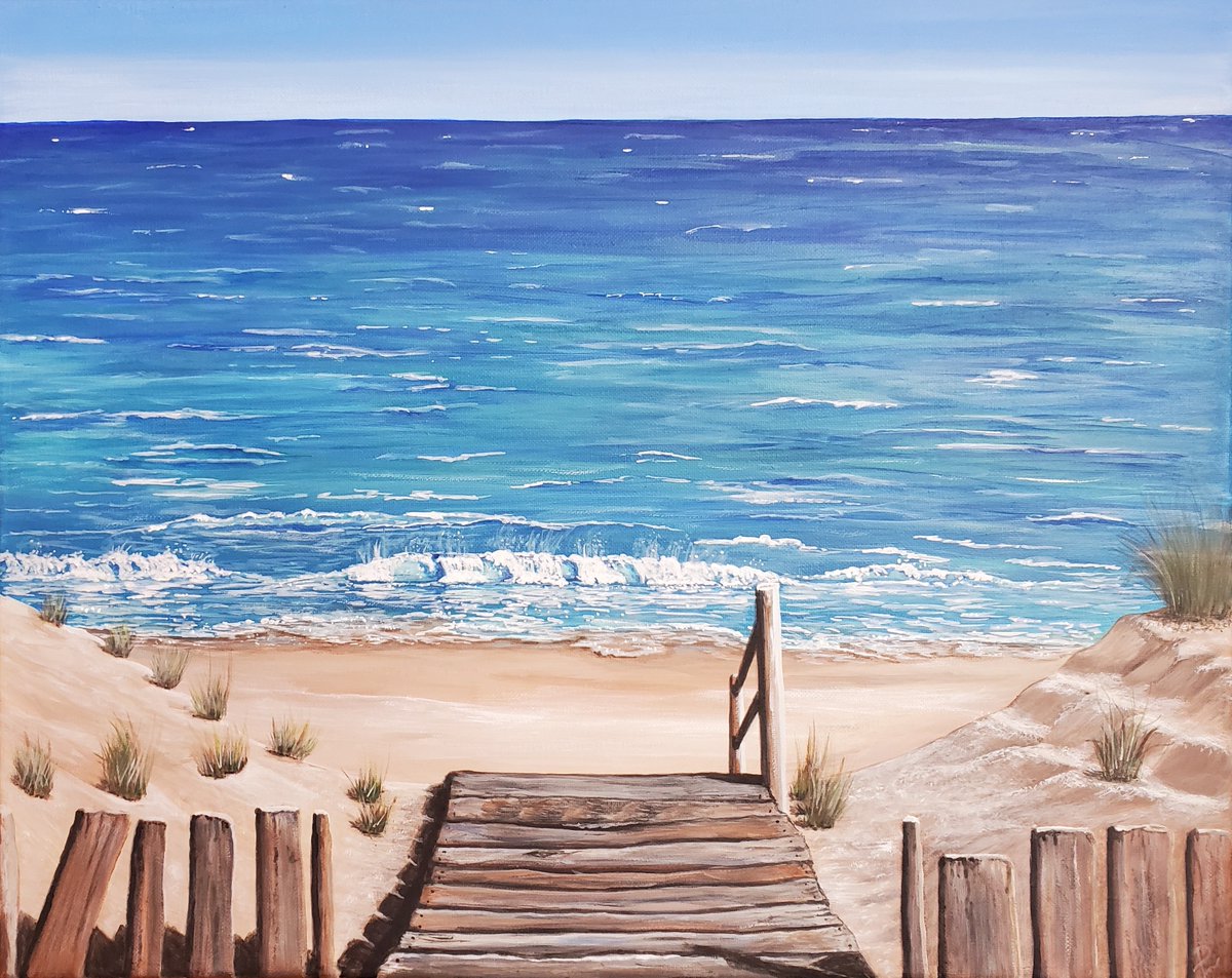 'Sun, Sand, Surf Seashore' by Donna Liguria
 princewilliamartsociety.com/product-page/s… See the art in the PWAS Art Store! #GoWellStonebridge #GoWell #donnaliguriaart #dliguriaart #acrylicpaintings #paintings #Art #artforsale #virginiaartists 🖼🖌🎨📷 #supportlocalartists