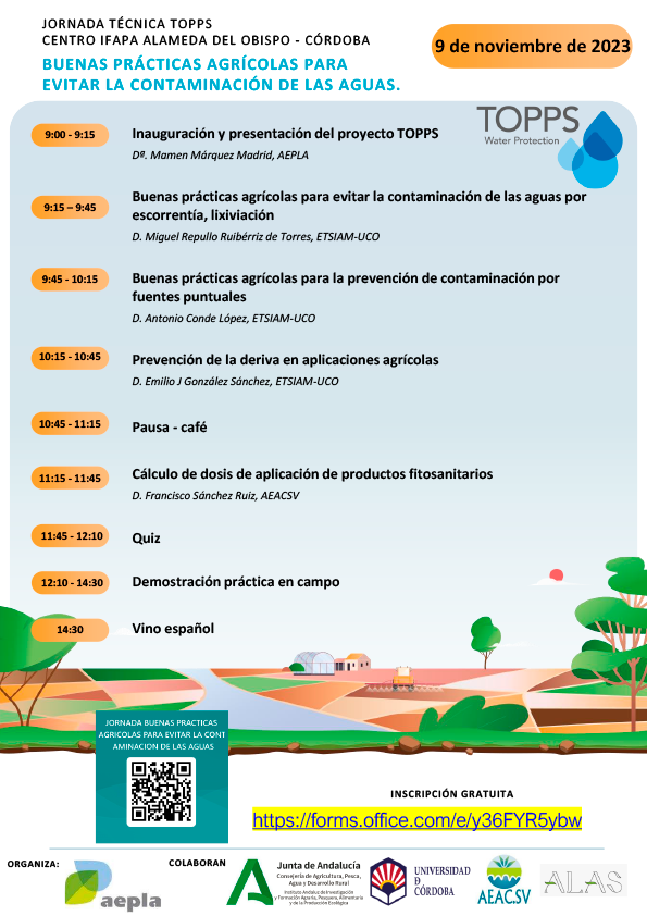 BASF_AgroES's tweet photo. 📢 Hoy, jueves 9 de noviembre, se celebra la Jornada sobre "Buenas prácticas agrícolas para prevenir la contaminación del agua", organizada dentro del #ProyectoTOPPS por @aepla_asoc, con @Univcordoba, @ALAS_alianza y @AEACSV.

📍 Centro @IfapaJunta - Alameda del Obispo
🗺️ Córdoba https://t.co/ZzC4Za2KkT