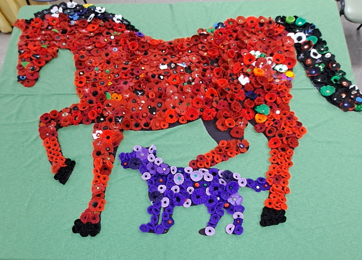 For months the Sewing group have been working on a banner that recognises the impact horses and dogs played in the 1st and 2nd World War . @TNLComFund