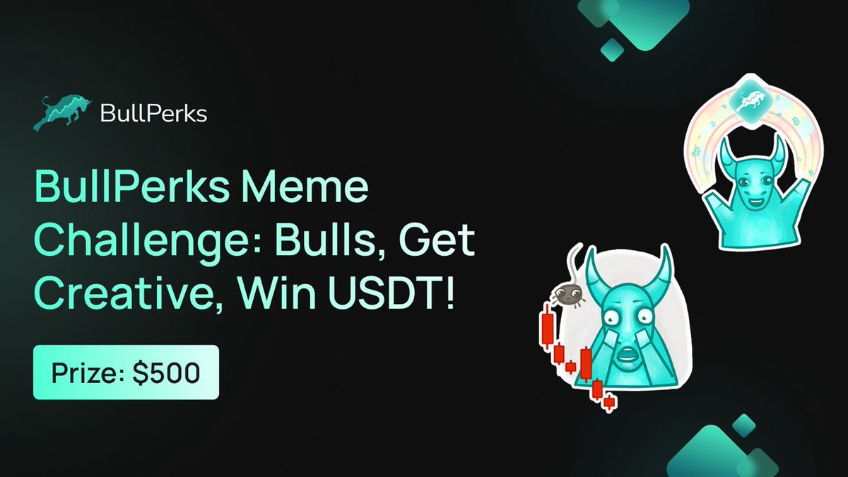 bullperks's tweet image. 🚀 Join the #BullPerksMemeChallenge and show off your meme-making skills!

🐂 Get creative, have fun, and win big with $500 in USDT prizes.

🏆 Prizes:
1st Prize - $250 💰
2nd Prize - $150 💵
3rd Prize - $100 💲

📅 Deadline: November 22 at 8 a.m. UTC.
🧐 Find all the details and…