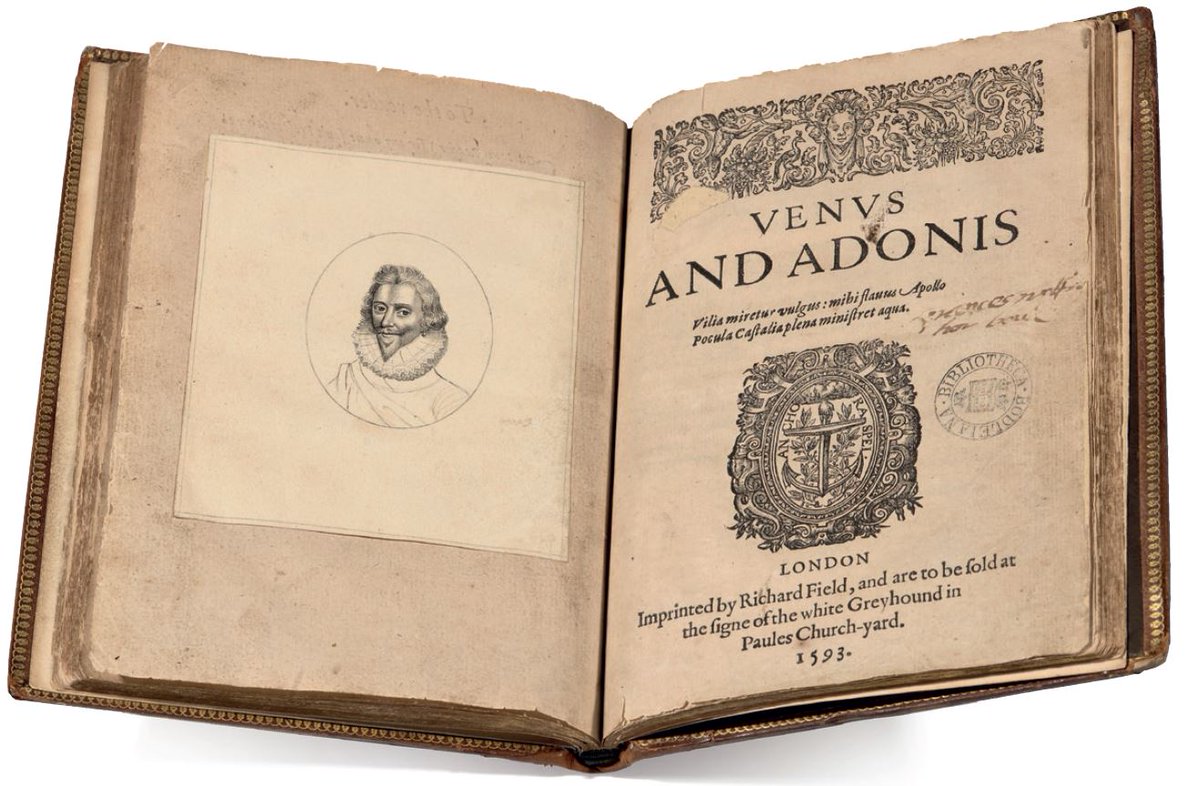#OnThisDay 400 years ago, #Shakespeare's #FirstFolio was published!

There are quite a few around. We look after a couple ourselves.

But here's something unique.

We hold the only known surviving copy of the first of his works to be published in 1593: the poem Venus and Adonis!