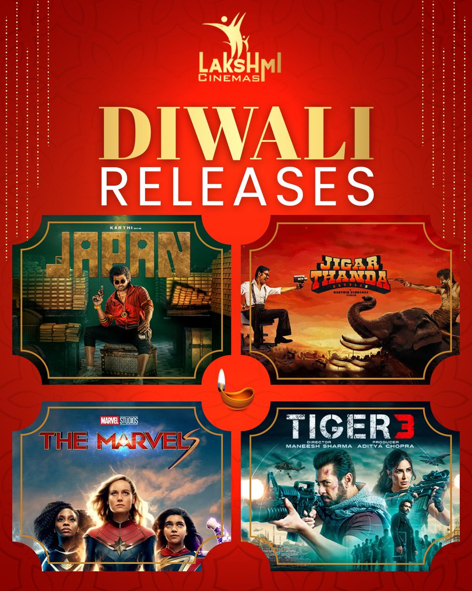 lakshmicinema's tweet photo. Gear up for Diwali releases. Here are the tentative films to be screened this holiday season. All the fans, friends, and family, a lot more surprises are coming out soon to feast you on this Diwali.
#lakshmicinemas #LakshmiCinemasfromDiwali #grandreleases #updatessoon https://t.co/vmji9tZsCC