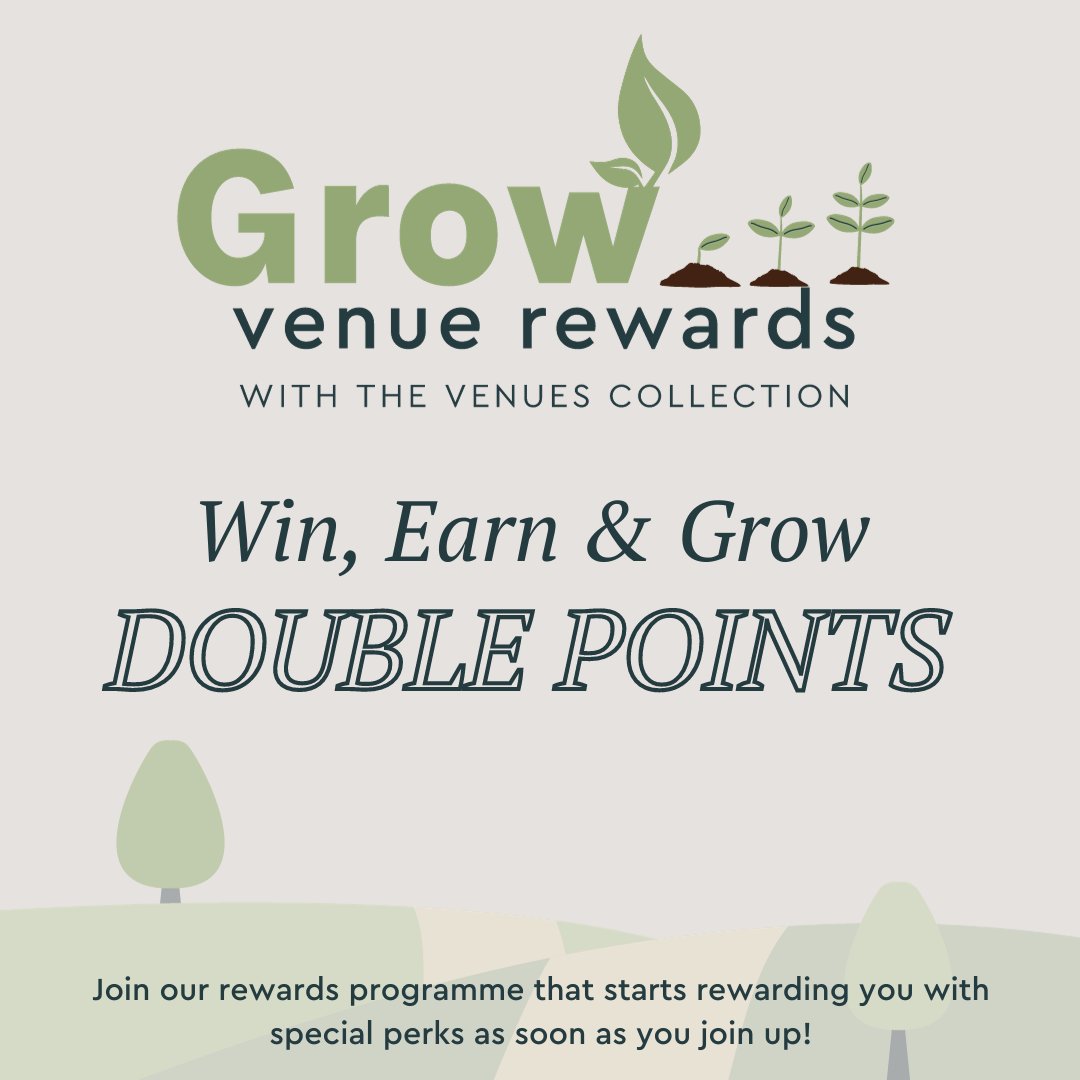Grow Venue Rewards starts rewarding you with special perks from the first time you join!

But not just that, throughout November, receive double points for booked business events that are taking place at The Venues Collection.

 #GrowVenueRewards #TheVenuesCollection
