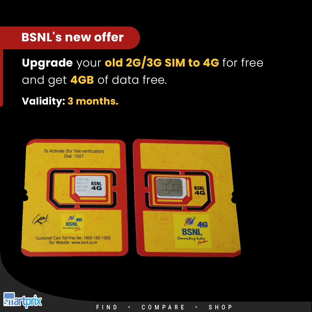 Smartprix's tweet photo. BSNL offers free 4G SIM upgrade

#BSNL #4G #4GSIM https://t.co/Vumh7PA1gw