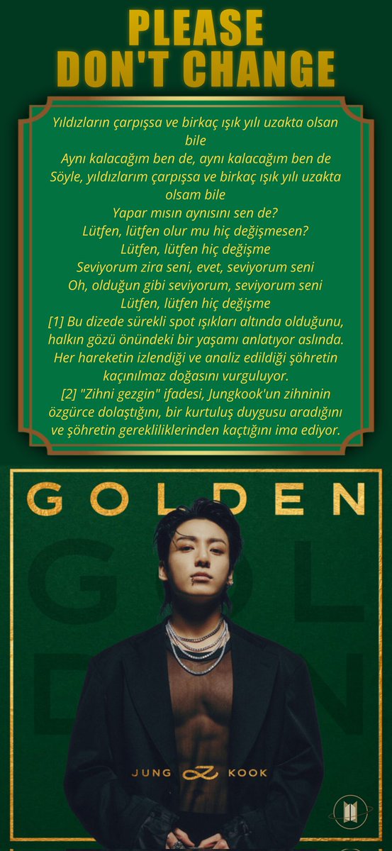 [ÇEVİRİ] Sizler için Jungkook'un “Please Don't Change” isimli şarkısını Türkçeye çevirdik. Keyifli okumalar dileriz 💛