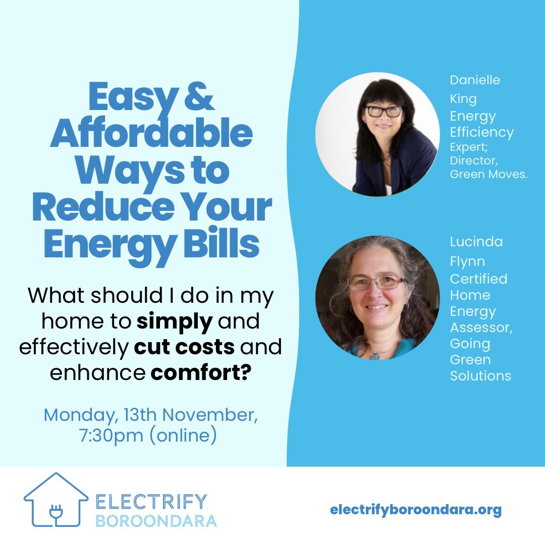 Want to find out how to cut your power bills? Electrify Boroondara is keeping the electrification momentum going. Come hear from home energy assessors who have years of experience in energy efficiency. electrifyboroondara.org/events-1/reduc…