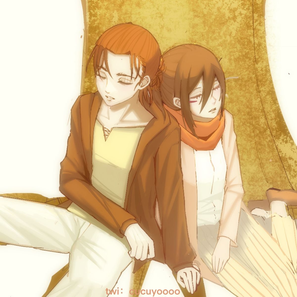 cucuyoooo's tweet photo. 辛苦了，睡个好觉…❤#進撃の巨人 #エレミカ  #eremika #AttackOnTitan https://t.co/9XO0RzgJre