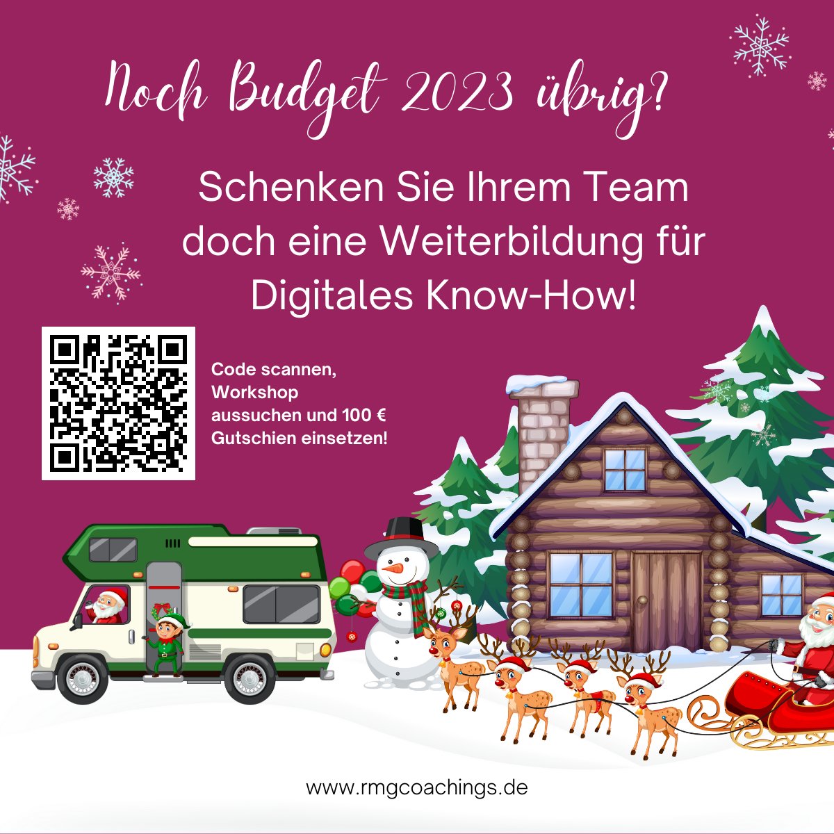 Ab heute findet unsere "Noch Übrig Kampagne" statt! 

Für alle, die noch restliches Budget haben für 2023: warum nicht den Mitarbeiter(Innen) oder Kollege(Innen) eine Freude machen und wertvolles Wissen schenken? 

Der Gutschein über 100 € gilt noch bis 8.Dezember.