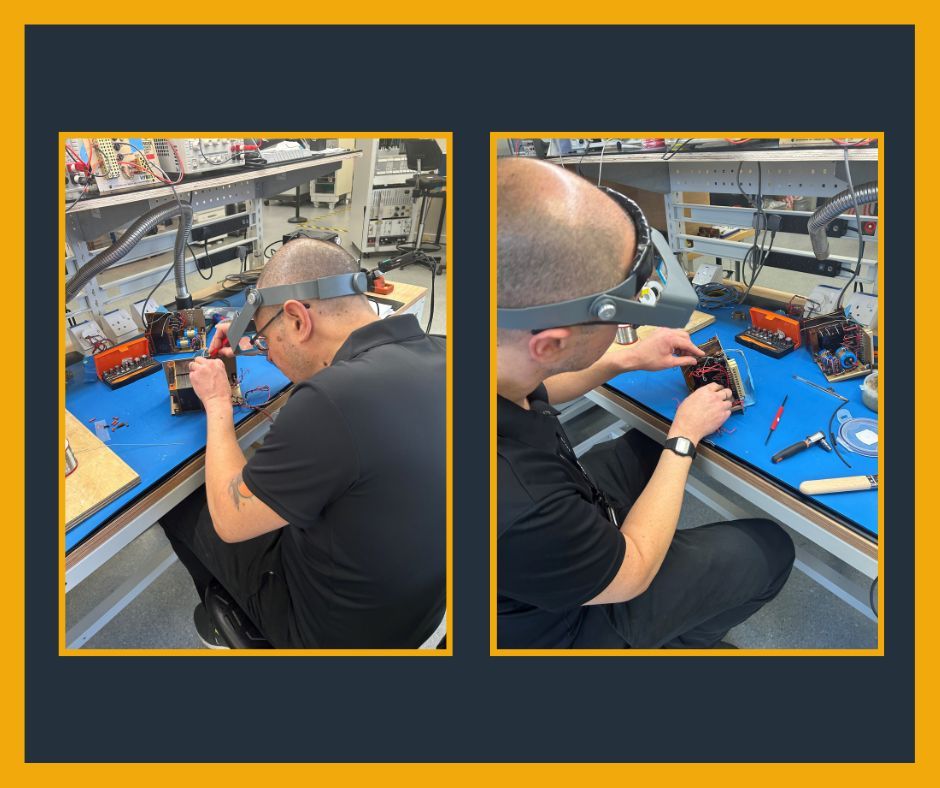 Today Ian is repairing some power supplies for one of our customers. 
Our electronic repair work has been keeping the team busy recently. 

We have a large repair portfolio with hundreds of types of modules.

Read more here : buff.ly/40vj39f 

#repairdontwaste!