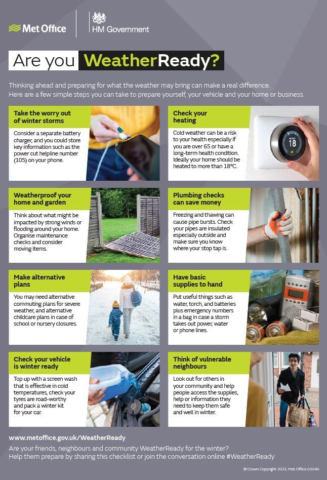 With a few chilly mornings under our belts the summer might start seem like a distant memory and it won't be long before winter is firmly on our doorstep! Make sure you are #WeatherReady with this handy guide from the <a href="/metoffice/">Met Office</a> buff.ly/2PFkn6L