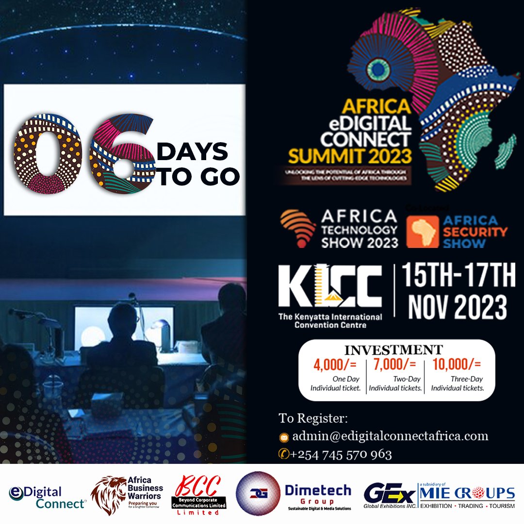 eDigitalConnect's tweet photo. 6 Days Left! Witness the Impact of Technology in Africa at the eDigital Connect Summit. We're on a mission to solve, innovate, and empower. #eDigitalConnectSummit https://t.co/yV76fS9QeW