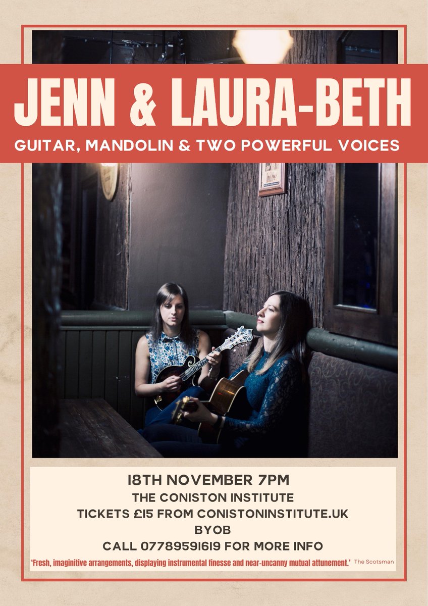 Jenn & LB (@jennandlb) on Twitter photo We're coming to Coniston to play the Institute on the 18th Nov. It's BYOB...thr best kind of B.
<a href="/newmechanics/">Coniston Institute</a>
<a href="/jennbutterworth/">Jenn Butterworth</a>
<a href="/laurabethsalter/">Laura-Beth Salter</a> We're coming to Coniston to play the Institute on the 18th Nov. It's BYOB...thr best kind of B.
<a href="/newmechanics/">Coniston Institute</a>
<a href="/jennbutterworth/">Jenn Butterworth</a>
<a href="/laurabethsalter/">Laura-Beth Salter</a>