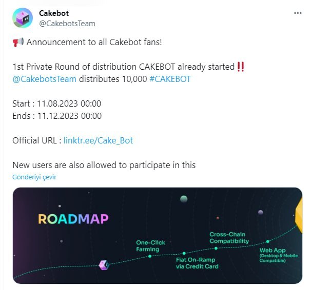 Rolling it back!   🚀 🧠 #CAKEBOT 🤖📈    LETS GO x.com/CakebotsTeam/s…