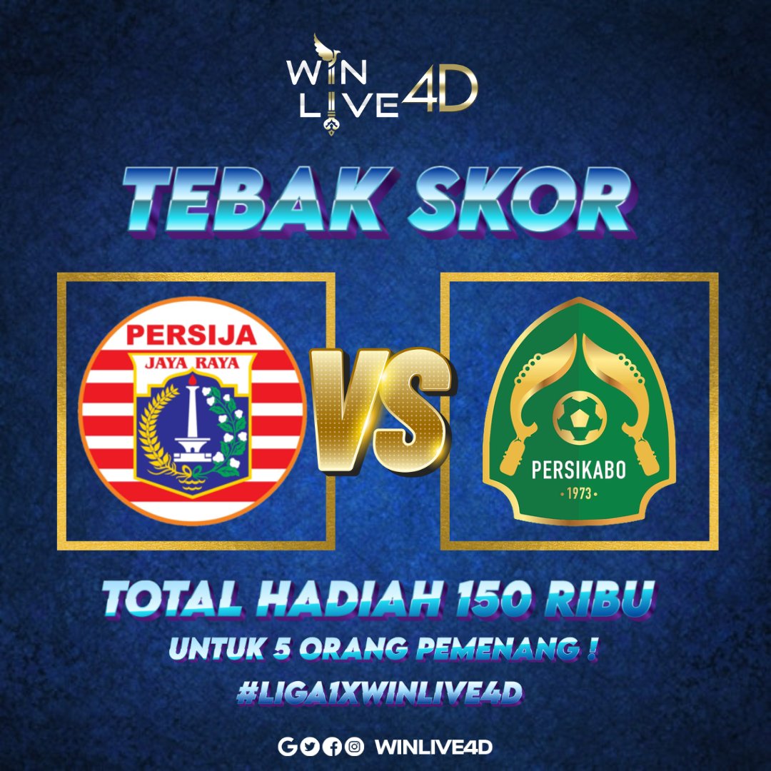 sobatparlay's tweet photo. @Persija_Jkt vs @persikabo__1973

Syarat:
- Tebak Skor dengan hastag ( PERSIJA 2-1 PERSIKABO #LIGA1xWINLIVE4D )
- Wajib Follow 
@sobatparlay,Retwets &amp; Like post ini
- 1 AKUN 1 TEBAKAN
- HADIAH SALDO E WALLET
- PEMENANG DIUNDI

#PERSIJA #PERSIKABO #MATCHDAY #Liga1 https://t.co/OOjoy08jtE