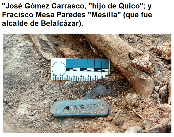 Buscando una fosa en el cementerio de Belalcázar, Córdoba, por petición de sus familias, hemos encontrado otra. Creemos que pueden ser: José Gómez Carrasco y Francisco Mesa Paredes. 
Buscamos a sus familias. 
Con un retuit nos ayudas mucho a nosotros y a sus familias.