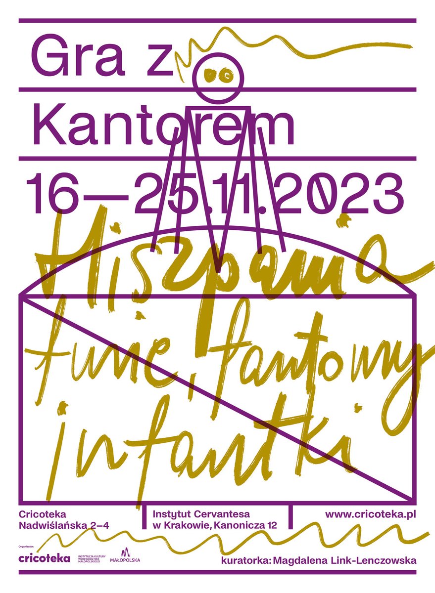 🟪 Festiwal "Gra z Kantorem: Hiszpania – furie, fantomy, infantki"
🟡 16.11 - 25.11
🟪 Cricoteka - ul. Nadwiślańska 2-4, Kraków /
Instytut Cervantesa w Krakowie - ul. Kanonicza 12
👉 Więcej informacji na wydarzeniu: fb.me/e/1tSSy6qoa

Zapraszamy!