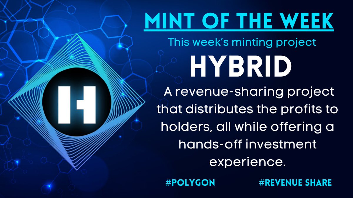 centre_collab's tweet image. 🚀 Mint of the Week 🚀
@Hybrid_Finance
The true profit-sharing investment protocol!
#mintingnow #profitshare