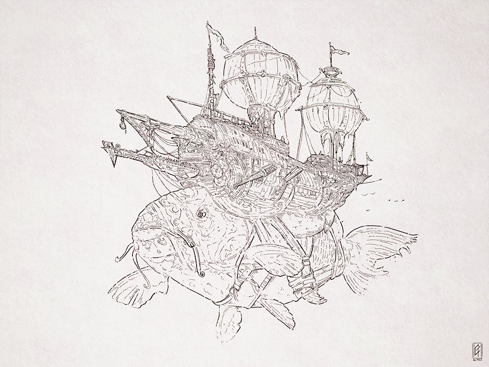 Some #lineart #ink just before the #color , with some #turtles , #whales and #fish as usual 😅